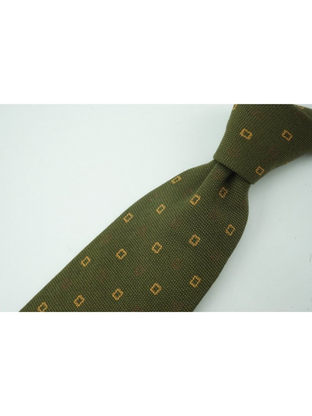 Mariano Rubinacci LH Emerald Green Gold Geometric Wool Tie BRAND NEW
